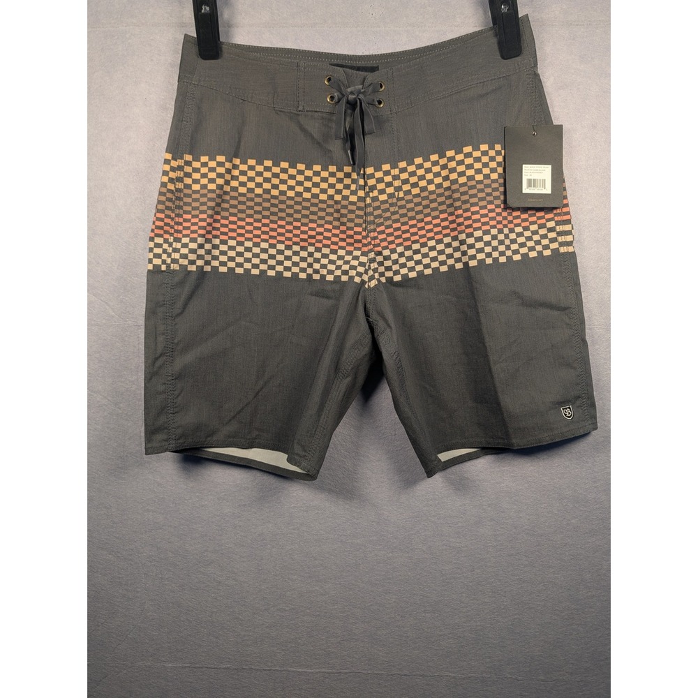 Brixton Barge Stripe Trunk Mens 28 Black Honey‎ Performance Board Shorts NWT